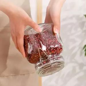 프레스 유리 밀폐용기 1L 잡곡 장아찌 고추장 보관통