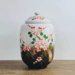 항아리 10kg 쌀독 소금단지 투톤분청 매화 무늬