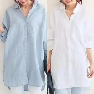 아무 롱셔츠 블라우스 카라셔츠 캐주얼남방 짝꿍닷컴