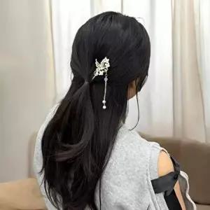 진주꽃 한복비녀 한복 헤어코사지 은비녀 머리장식 전통비녀-WFMOG68