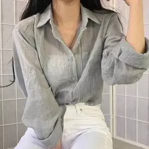 시원한 여름 여자 셔츠 긴팔 남방 레이어드 코디 패션 린넨셔츠 쉬폰셔츠 (WC79BFF)