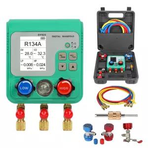 디지털 매니폴드 게이지 92개의 냉매 HVAC 호스가 있는 AC 세트 1/4인치 SAE 인터페이스가 R22 R134a R410a