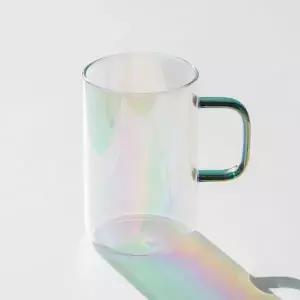이 컬러핸들 오로라 내열 유리컵 500ml 2co 홀로그램