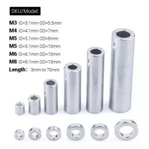 10 개몫 벌크 맨 3D M3M4M5M6M8 알루미늄 원형 스페이서 플랫 와셔 부싱 가스켓 슬리브 비 스레드 스탠드