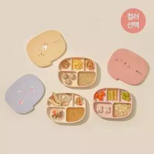 [보리보리/모윰]실리콘 초강력 5구 흡착식판+간식접시 (뚜껑겸용) 아기 이유식식판