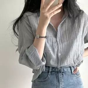 시원한 편한 시스루 베이직 여자 여름 긴팔 데일리
