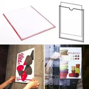 이우 A4 부착식 투명 안내판 인포프레임 홍 전단지