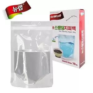 고품질 지퍼포장지 자립형백 스탠드비닐 음식보관팩 22x23 10매 비닐백 지퍼비닐백 WFMDBPW