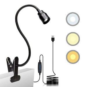 침대 헤드보드용 YMCRLUX 줌블 LED 독서등 책상용 스포트라이트 램프 클립 기숙사 침대 유연한 구스넥이 있는 디밍블 USB 클램프 북 라이트 빔 각도 조절 가능 15 -80