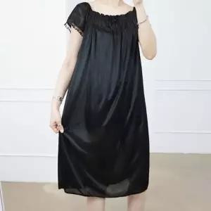 여성 실키 레이스 밴딩 원피스 잠옷 위아 실크 여자