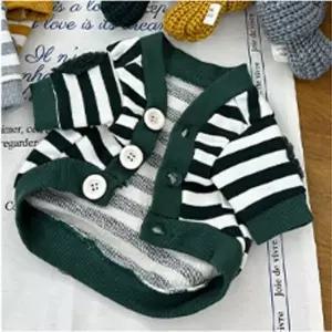 강아지 스트라이프 브이넥 가디건 2XL 1P 겨울 자켓 애견겨울니트