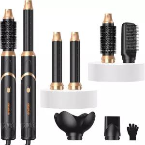 6 in 1 헤어 드라이어 브러시 접이식 에어 스타일러 컬러 랩 포함 분리형 열풍 드라이 볼륨 조절
