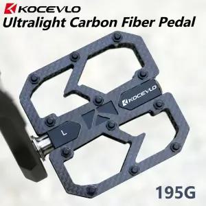 KOCEVLO 탄소 섬유 페달 초경량 195g MTB 티타늄 샤프트 3 베어링 도로 자전거 페달 안티 슬립 레이싱