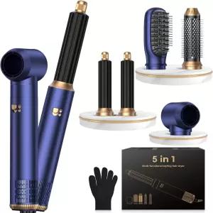 5 in 1 헤어 드라이어 브러시 세트 전문가용 네거티브 이온 핫 에어 스타일러 컬링 랩 오토 컬러가 장착된
