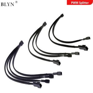 4핀 PWM 팬 분배기 케이블 2 3 웨이 슬리브 땋은 어댑터 컴퓨터 전원 연장 변환기 Matherboard CPU 용