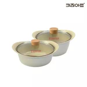 [키친아트] 베이직 세라믹코팅 IH 인덕션가능 냄비세트 2종F(양수20+전골22) 코팅냄비세트..