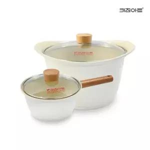 [키친아트] 베이직 세라믹코팅 IH 인덕션가능 냄비세트 2종D(편수18+곰솥26) 코팅냄비세트..