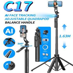 COOL DIER C17 모노포드 360 ° 자동 회전 AI 추적 촬영 삼각대 블루투스 셔터 필 라이트 휴대폰 거치대 무