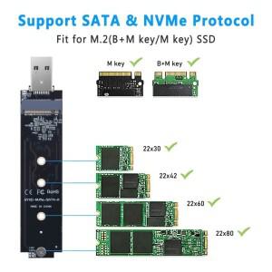 M.2 SATA NVMe SSD-USB 3.1 어댑터  PCI-E-USB 외장 컨버터 카드  10Gbps  USB3.1 Gen 2 A 타입