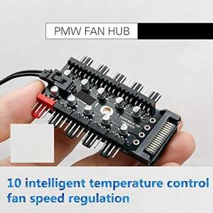 4핀 10 포트 PC 케이스 팬 허브 PWM 컨트롤러 SATA 전원/대형 4P 분배기 마더보드 쿨러 냉각 케이블