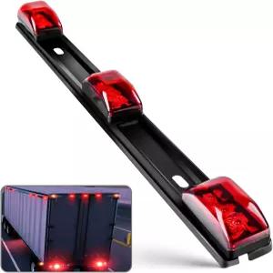 트럭 트레일러 보트 식별등을 위한 Nilight TL-11 1PC Red 9 LED ID 바 마커 테일 블랙 스테인리스 스틸