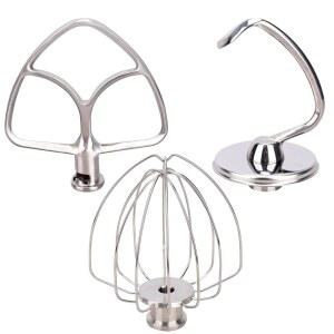 Kitchenaid K45DH 도우 후크 K45B 플랫 비터용 4.5-5 Qt 스탠드 믹서 부착물 K45WW 와이어 채찍 주방 보조 액세서리 틸트 헤드 믹서, 스테인리스 스틸