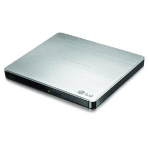 LG전자 GP60NS50 USB 3.0 호환, PC Windows, Linux, Mac OS, Surface Pro 3&4용 슈퍼 멀티 울트라 슬림 휴대용 DVD+ /-RW 외장 드라이브, M-DISC 지원, Silver