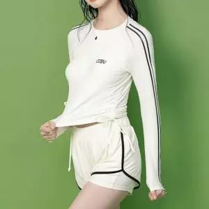 옆셔링 래쉬가드 상하의세트 배색라인 수영복 긴팔상의 탈부착패드 반바지 속바지내장 앞지퍼