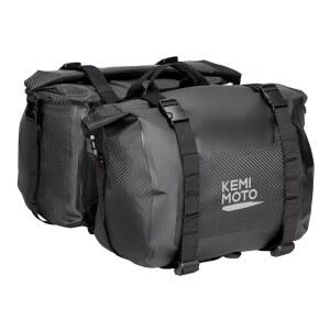 케미모토 PVC 방수 모터사이클 새들백 50L(25Lx2) 어드벤처 듀얼 스포츠 바이크 러기지백 탈부착 가능한 사이드백 더트바이크 여행용 패니어백 블랙