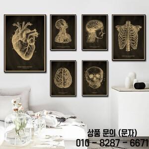 심장/해골/뇌 크래프트 종이 포스터 칠판 해부학 해골 빈티지 홈 룸 의학 장식 예술 벽화