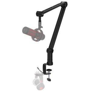 IXTECH 마이크 스탠드 붐 암 책상 마운트 360 회전식 오버헤드 조절식 접이식 가위 스탠드, 팟캐스트 게이밍 라디오 스튜디오용 나사 어댑터 포함 견고한 유니버설 엘레강스 모델