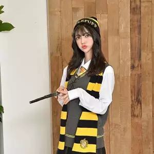 [교복몰]고품질 TBZ 교복몰 마법학교 기숙사 레터링 옐로우 비니 코스프레 반티사이트 컨셉의상 WFMEQMX