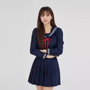 [교복몰]고품질 TBZ 교복몰 네이비 플리츠 세라복 세트 (긴팔) 일본교복 교복세트 세라복 교복 여자교복 W