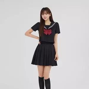 [교복몰]고품질 TBZ 교복몰 화이트 세줄라인 블랙 세라복 세트 (반팔) 여학생교복 일본교복 졸업사진컨셉