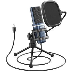 TONOR TC-777 팟캐스트 마이크 USB 컴퓨터 삼각대 스탠드가 있는 카디오이드 콘덴서 PC 마이크 및 팟캐스트 스트리밍 보컬 녹음을 위한 팝 필터 노트북과 호환 PS4/5