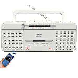 카세트 플레이어 붐박스, 블루투스, USB, 듀얼 빅 스피커, 이어폰 잭이 포함된 휴대용 AM/FM 라디오 스테레오, 마이크를 통한 카세트/USB 녹음, 카세트에서 MP3 변환기, AC/DC 전원 공급