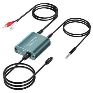 192KHZ DAC 오디오 컨버터 디지털-아날로그 컨버터 7피트/2.1M 광 오디오 3.5MM RCA AUX 케이블 PS3 PS4 HDTV 블루레이 DVD SKY용 듀얼 잭을 갖춘 광-RCA 어댑터