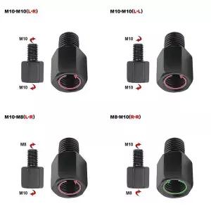 블랙 미러 어댑터 M10 M8 10MM 8MM 오토바이 스쿠터 백미러 어댑터 오른쪽 왼손 스레드 변환 볼트 나사