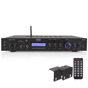 PYLE 5 채널 랙 마운트 블루투스 앰프 수신기 - 홈 시어터 앰프 스피커 무선 스트리밍 MP3 /USB /SD /AUX /FM 라디오 200W 디지털 ID3 LCD 디스플레이 PDA7BU.5