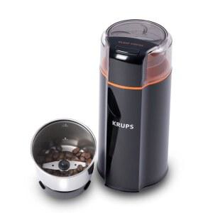 KRUPS 사일런트 볼텍스 전기 커피 그라인더: 3온스 용량, 5배 더 조용함, 175W 원두, 향신료 및 허브용 모터 - 탈착식 식기세척기 안전 볼, 12컵 수율, 블랙
