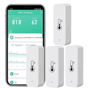4팩 WiFi 온도 습도 센서: 앱 알림 기능이 있는 무선 모니터, 무료 데이터 저장 내보내기, 알렉사 구글 어시스턴트와 호환되는 스마트 실내 온도계 습도계
