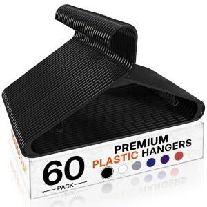 하우스 데이 60팩 행거 후크가 플라스틱 옷걸이 달린 공간 내구성 미끄럼 블랙 방지 절약