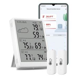 WiFi 습도계 온도계 3팩, 무선 센서 실내 키트 2개 포함 디지털 스마트 온도 습도 모니터, 382피트 범위 RF 리모컨