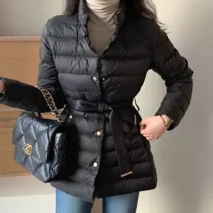 여성 가을 겨울 코트 경량 벨트 슬림핏 패딩 허리