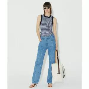 노앙 NOHANT UPCYCLED PAINTED STRAIGHT WRINKLE DENIM PANTS MID BLUE 0NHN1PT01135 3368866