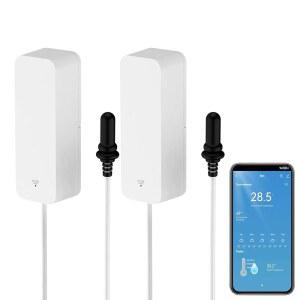 프로브가 장착된 스마트 온도계 습도계, 앱 리모컨이 WiFi 수족관 온도 실내 냉장고 센서, 데이터 저장 및 내보내기, Alexa와 호환. 2PCS