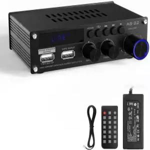 선벅 미니 앰프 2채널 스테레오 파워 맥스 300Wx2 출력 가정용 스피커용 블루투스 RCA/USB/FM/AUX가 장착된