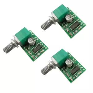 퍼뮤 3PCS 미니 PAM8403 DC 5V 2채널 디지털 파워 오디오 앰프 보드 모듈 듀얼 3W+3W 포텐티오미터 볼륨