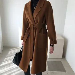 [러빙엠]루즈 더블 자켓 벨트 핸드메이드 포켓 롱 코트 자켓 (6321834A)
