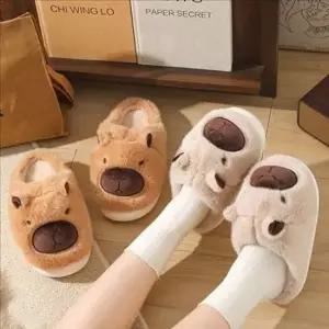 따뜻한 겨울 털 실내화 폭신폭신 사무실 실내화 캐릭터 보온 거실 따뜻한 겨울 털